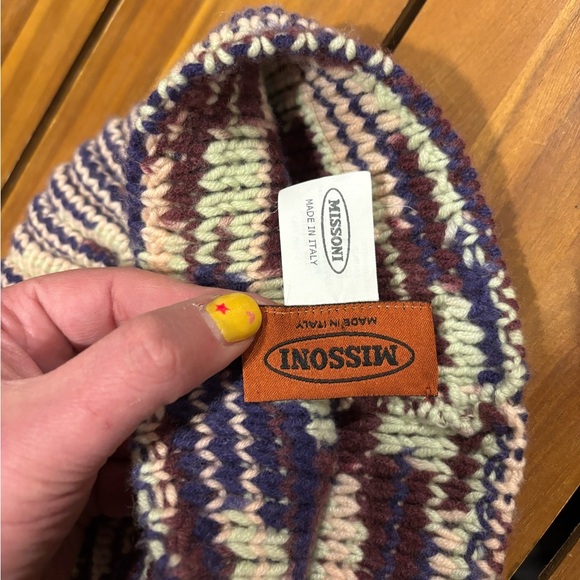 Missoni Knit Beanie Hat with Pompom - Picture 2 of 5